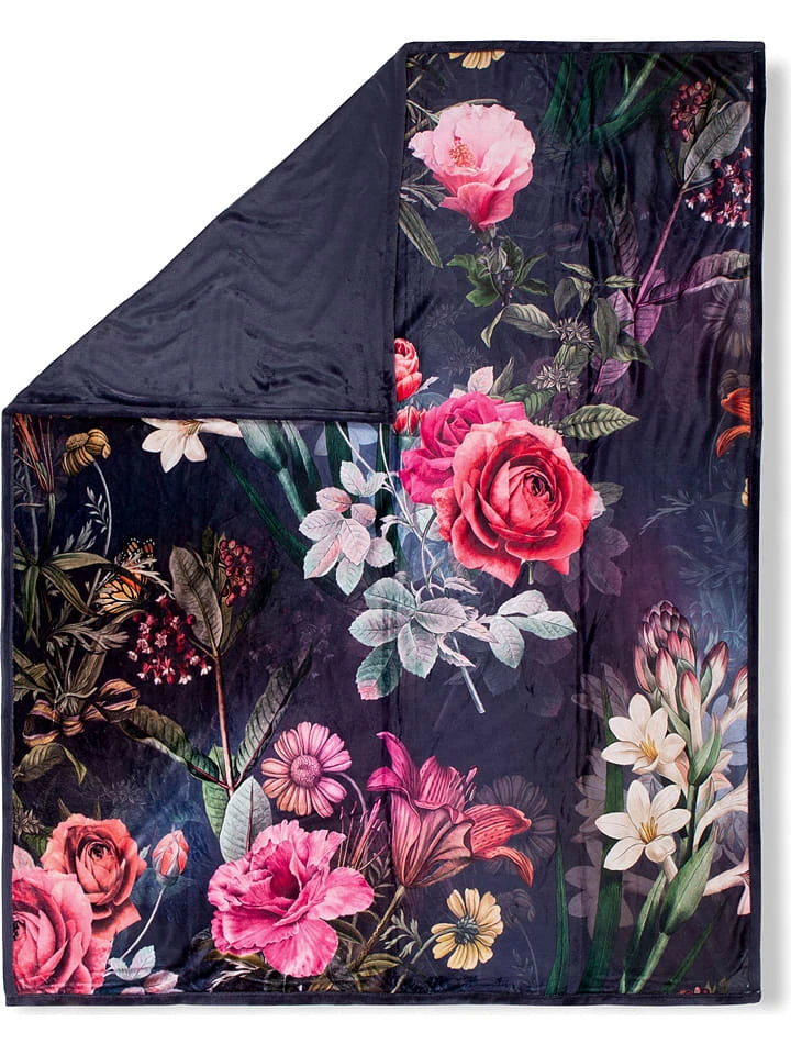 Plaid "Simone" In Dunkelblau/ Bunt 4 Plaid "Simone" In Dunkelblau/ Bunt – Bild 2