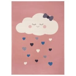 Kinderteppich Kurzflor Lovely Sky Wolke Rosa