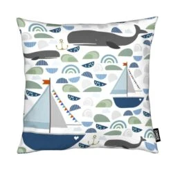 Kissen "Whale" In Blau & Grau