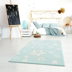 Kinderteppich STARLIGHT In Mint/weiß -Heimtextilien Geschäft livone kinderteppich starlight in mint weiss 3