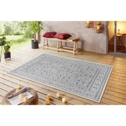 In- & Outdoor Teppich Cuadrado Schwarz Creme -Heimtextilien Geschäft northrugs in and outdoor teppich cuadrado schwarz creme 3