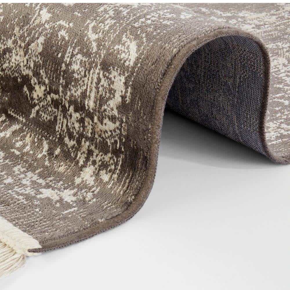 Orientalischer Samt-Teppich Fransen Oriental Vintage Medallion Schwarz 5 Orientalischer Samt-Teppich Fransen Oriental Vintage Medallion Schwarz – Bild 3