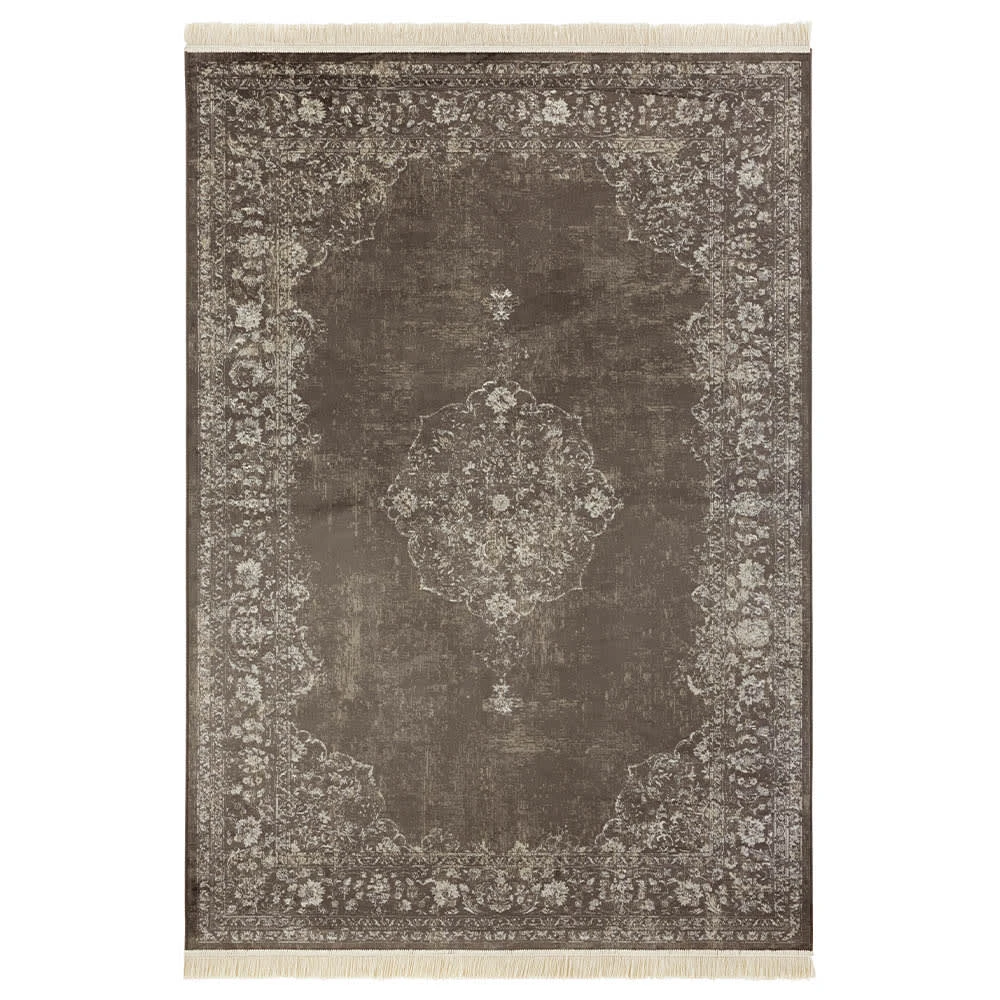 Orientalischer Samt-Teppich Fransen Oriental Vintage Medallion Schwarz 3 Orientalischer Samt-Teppich Fransen Oriental Vintage Medallion Schwarz