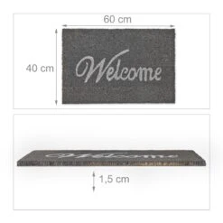 Fußmatte "Welcome" In Grau/ Weiß - (B)60 X (T)40 Cm -Heimtextilien Geschäft relaxdays fussmatte welcome in grau weiss b 60 x t 40 cm 3