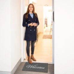 Fußmatte "Welcome" In Grau/ Weiß - (B)60 X (T)40 Cm -Heimtextilien Geschäft relaxdays fussmatte welcome in grau weiss b 60 x t 40 cm 4