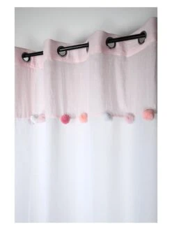 Ösengardine "Zoeline" In Rosa/ Weiß - (L)260 X (B)140 Cm -Heimtextilien Geschäft stof france osengardine zoeline in rosa weiss l 260 x b 140 cm 2