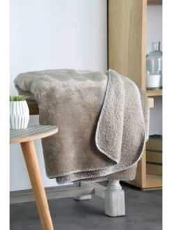 Plaid "Calin" In Beige - (L)160 X (B)130 Cm -Heimtextilien Geschäft stof france plaid calin in beige l 160 x b 130 cm 3