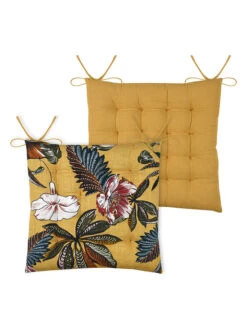 Sitzkissen "Curiosity" In Gelb/ Bunt - (L)38 X (B)38 Cm
