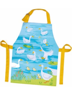 Kinderschürze "Gänsegackern" In Hellblau - (L)45 X (B)34 Cm