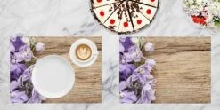 Tischset I Platzset "Lila Blümchen Auf Holzhintergrund" 12 Stück Aus Papier -Heimtextilien Geschäft tischsetmacher de tischset i platzset lila blumchen auf holzhintergrund 12 stuck aus papier 5