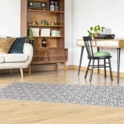 Vinyl-Teppich - Fliesenmuster Rauten Geometrie Schwarz In Schwarz -Heimtextilien Geschäft wallart vinyl teppich fliesenmuster rauten geometrie schwarz in schwarz 3