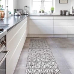 Vinyl-Teppich - Fliesenmuster Rauten Geometrie Schwarz In Schwarz -Heimtextilien Geschäft wallart vinyl teppich fliesenmuster rauten geometrie schwarz in schwarz 4